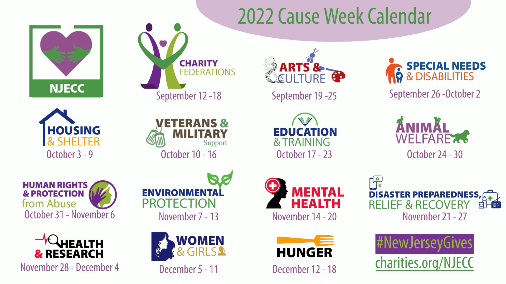 2022 NJECC Cause Week Calendar